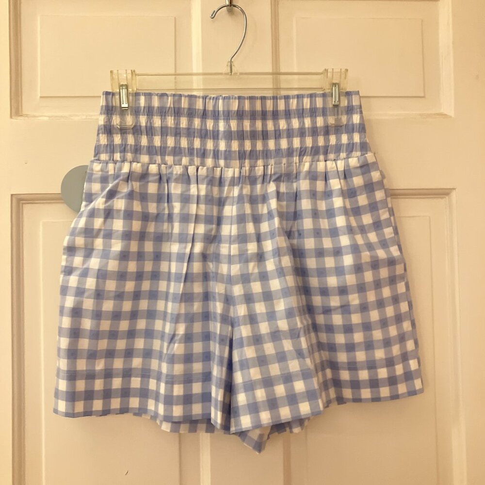 NWT Hill House The Livie Nap Short Blue Jacquard Check- Size S